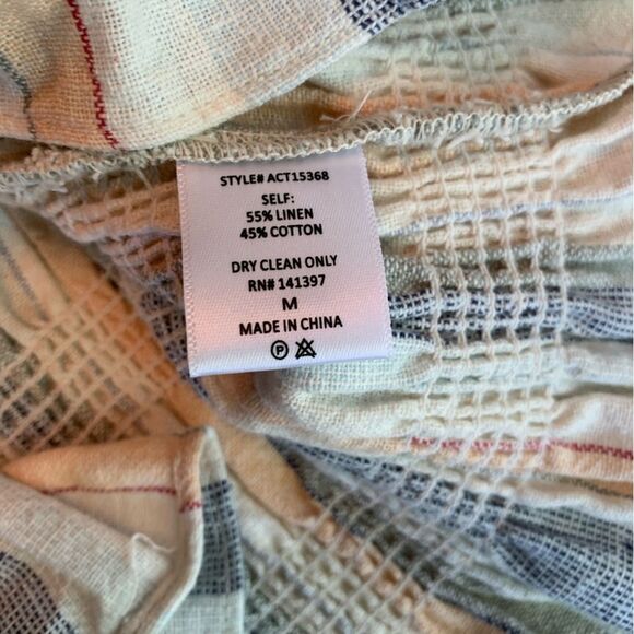 ASTR Twiggy Striped Smocked Crop Tank Top | Medium - Picture 6 of 8